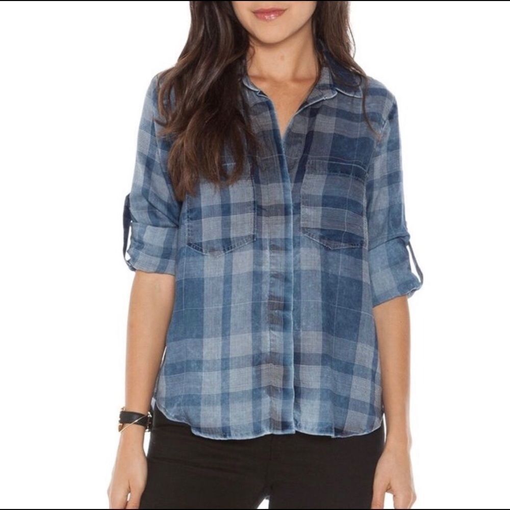 cloth & stone Blue Plaid Button-Down Shirt